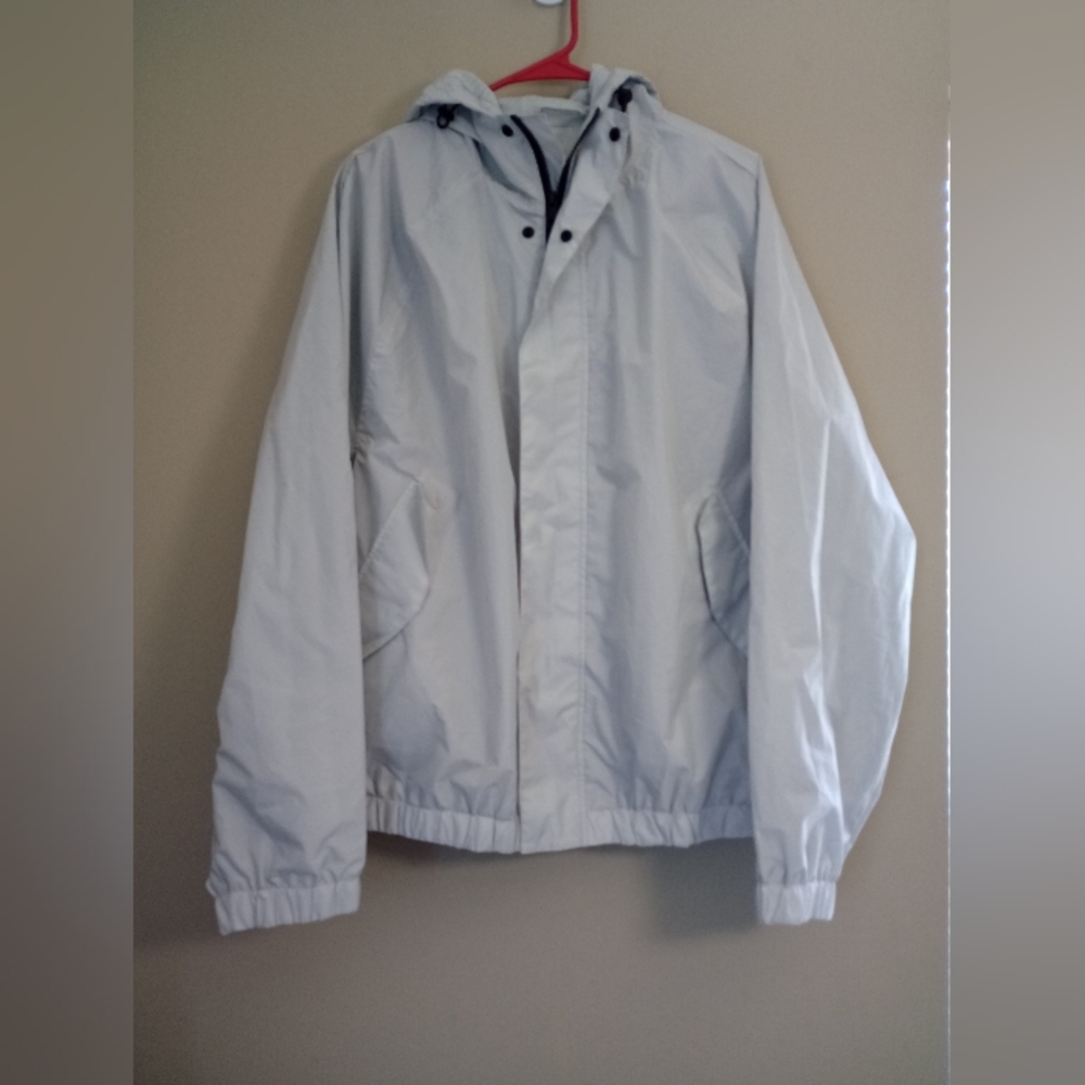 H&M Light Grey Lightweight Windbreaker Hooded Jacket Size Large